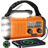 Sentasi Kurbelradio 10000mAh Solar Radio Kurbel Notfall,FM/AM Tragbar Notfallradio Dynamo Radio Wiederaufladbare mit handyladefunktion LED Taschenlampe Leselampe SOS Alarm Kompass für Camping,Ourdoor