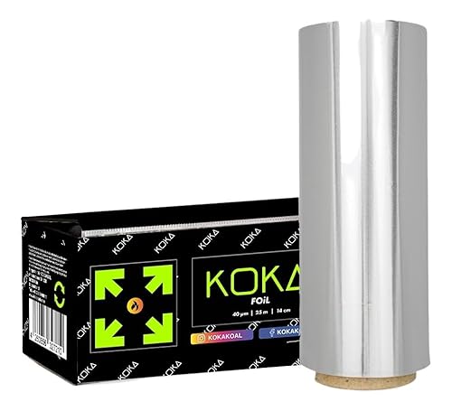 Koka Foil - Premium Shisha Alufolie - extra dick und reißfest - 25m - 14cm - 40 Micron - Hochwertige und stramm aufziehbar ohne Risse