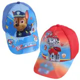 MIUNUO 2 Stücke Pat Patrol Kinder Baseball-Cap,Cap Kinder Jungen, Pat Patrol Kinder Kappe,Kinder Baseball Kappe,Verstellbare Sonnenschutz Hut Für Mädchen Jungen, Blau/Rot