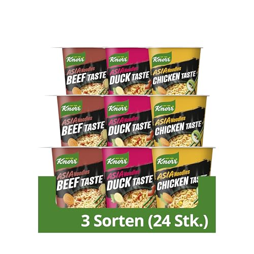 KNORR Instant Nudeln Asia Noodles Mix schneller Asia Snack fertig in nur 3 Minuten 24x 1 Portion