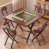GMBAYUE Klappbar Mahjong-Tisch, Kartentische, Quadratisch, Esstisch aus Holz, Platzsparend, Quadratisch, Keine Installation Erforderlich für Pokerkarten, Mahjong, Brettspiele(60x74cm/23.6x29.1in)