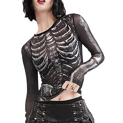 Kobilee Transparentes Oberteil Damen, Langarm Schwarz Transparentes Einfarbig Crop Tops Netzoberteil Große Größen Rave Party Mesh Top Oberteile Durchsichtiges Eng Damenmode Netzshirt