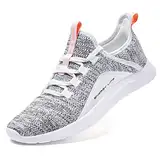 ALEADER Sneaker Damen Laufschuhe - Atmungsaktive Sportschuhe für Jogging, Workout, Freizeit drinnen Turnschuhe, barfussähnliche Schuhe für Damen Weiß Grau 36 EU