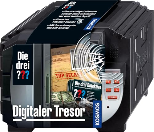 Kosmos Die DREI ??? Digitaler Tresor, Schütze Deine Geheimnisse mit einem Code und Sprachalarm, Detektiv Spielzeug Set für Kinder ab 8 Jahre, Mini Safe