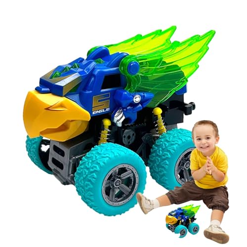 Shurzzesj Pull Back and Go Truck, Pull Back Trucks für Jungen - Tierisches Autospielzeug mit Reibungsantrieb | Zurückziehbare Autos, Spielzeug mit Licht und Ton, Trägheits-LKWs in Zwei Richtungen für