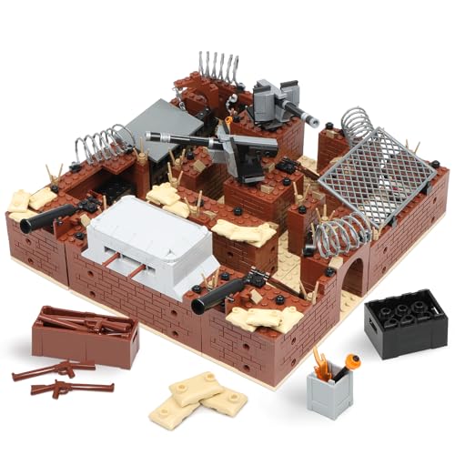 Finger Rock Militärbasis Klemmbausteine, Militärische Trench mit Festung Behandlungsraum Gefängnis, Waffen Flugabwehrkanone Ausrtistung, Kreative Ostern Geschenk Spielzeuge für Kinder (833 Stück)