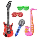 MIVAIUN 5 Stück Luftgitarre Rockstar Aufblasbare Air Guitar aufblasbare Instrumente Aufblasbare Party Props Party Supplies Favors Ballons Themenparty Festival Cosplay (5 Stück)