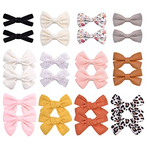 choicbaby 24 Stück Baby Haarspangen Kleine Größe 3 Zoll Schleife Clips Baby Girl Haarschleifen Clips Haarspangen Krokodilklemme Haarschmuck für kleine Mädchen Kleinkind Kinder Teenager in Paaren