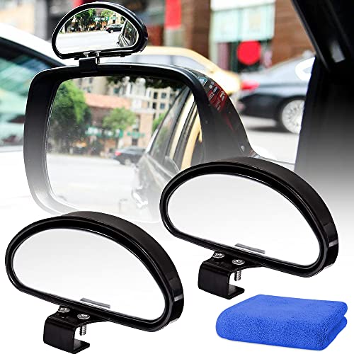 Toter Winkel Spiegel, 2PCS Wide Angle Mirror Car Safety Auxiliary Seitenspiegel mit Handtuch für Auto LKW Verkehr