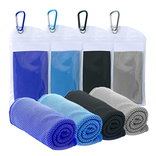 SZELAM 40/''x 12/''kühlende Handtücher, 4 Pcs kühlende Handtuch für Hals und Gesicht, Fitness-Handtücher, Yoga, Golf, Camping, Outdoor-Sporthandtuch sofortige Kühlung, Blau-grau-schwarz-dunkelblau