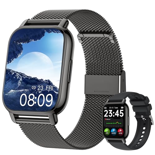 Narcid Smartwatch mit Telefonfunktion für Damen Herren,Fitnessuhr 1.85 Zoll Screen Puls-Schlaf-Monitor Schrittzähler Sportuhr IP67 Wasserdicht 110+ Sportmodi für iOS/Android