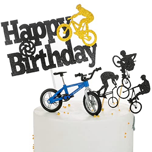 Fahrrad Tortendeko, Fahrrad Cupcake Topper, Fahrrad Kuchen Topper Glitter, Fahrrad Kuchen Dekoration, Fahrrad Tortenstecker Sport Kuchen Dekoration für Fahrrad Thema Party Fahrrad Kuchendeckel