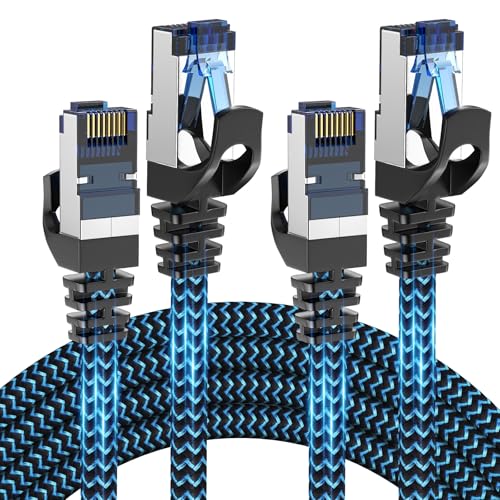 CABNEER 2 Stück 2x 1m LAN Kabel Netzwerkkabel CAT8 Ethernet Kabel, RJ45 Patchkabel 40Gbps 2000Mhz/s Gigabit, Hochgeschwindigkeit Internet Kabel Kompatibel für Router Modem Laptop PC
