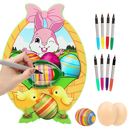 Wishstar Osterei Dekorationsset,Osterei Maschine mit Spinner,Eiermalmaschine Enthalten 8 Farben Marker Stiftes,Ostern,Kindertag Happy DIY Geschenke für Kinder