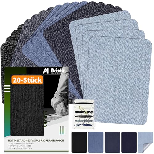 Nsickr -Jean Patches zum Bügeln auf innen und außen. Verschiedene Blautöne Patches Repair Kit. Jeans. Reparaturset für Kleidung. Starker Klebstoff. Mehrere Spezifikationen (Fünf Farben, 7.5×10.5 CM)