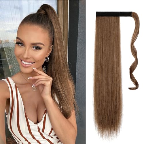 BELEVO Pferdeschwanz Haarteil - Langes Glattes Ponytail Extension Synthetik Haarverlängerung - Braids Natürliche Zopf für Damen Mädchen 60cm
