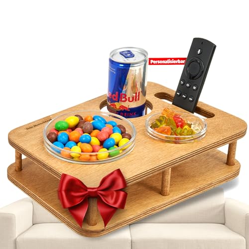 Couchbar Snackbox YOLO [stabil & sicher] Snackbar mit 2 Snackschalen - Sofa Butler für Snacks & Getränke - Couch Tablett für das Sofa inkl. Getränkehalter - Couch Bar Snackbar - Sofabar