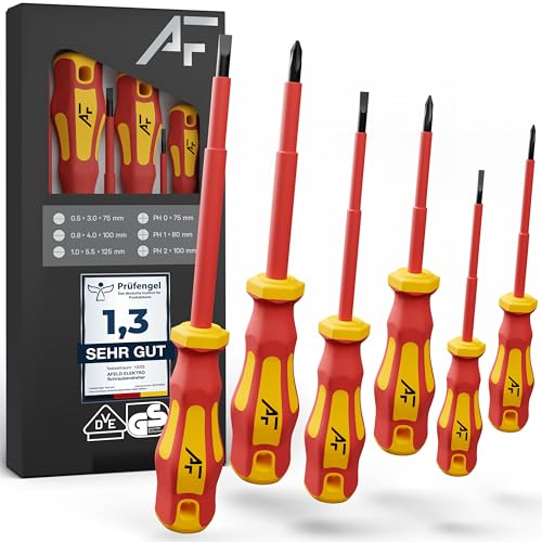VDE Schraubendreher Set magnetisch - 6-teilig - 3 Kreuz - 3 Schlitz - isoliert bis 1000 V - Hergestellt aus S2-Stahl in Industriequalität