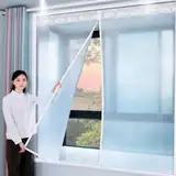 FENGSHOUU Thermovorhang,Fenster-Isolierset Mit Reißverschluss,Winddichte Staubdichte Kälteschutz Wärmeisolierende Kunststoff-fensterabdeckung,Wiederverwendbar,Breite x Höhe (90cm x 150cm)