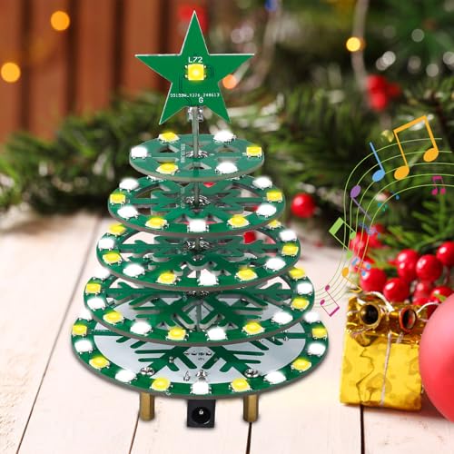 PEMENOL Bunte löt Bausatz Weihnachten Weihnachtsbaum DIY Kit, 7 Licht-Modi, RGB Fließleuchten, Spaß elektronische Kit Löten Praxis Weihnachts Dekoration Mint Bildung