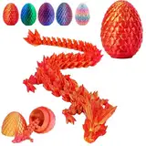 Jiounie Drachenei mit Drache, 3D Gedrucktes Drachenei, 3D Drache, Realistische Dracheneier Im Ei Gelenkiger Voll Beweglicher, Überraschungs Easter Dracheneier Wohnkultur (Strahlungsrot)