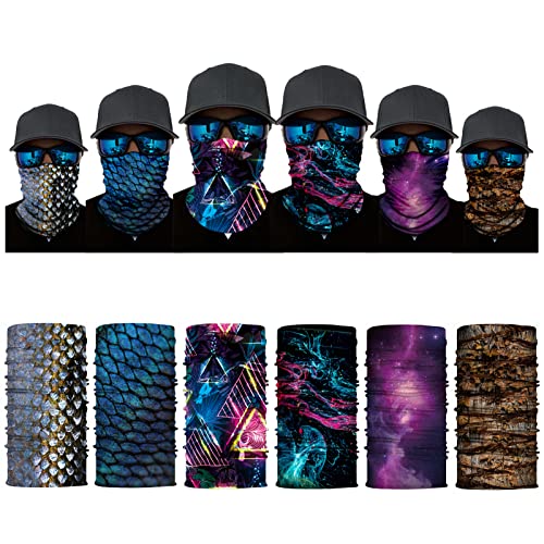 TAIYUNWEI Outdoor Multifunktionstuch Sport Magic Nahtlose Schal Magic Kopftuch Elastische Stirnband Bandana UV Widerstand Sport Kopfbedeckung für Reiten Motorradfahren Wandern Angeln Yoga(6 Stück)