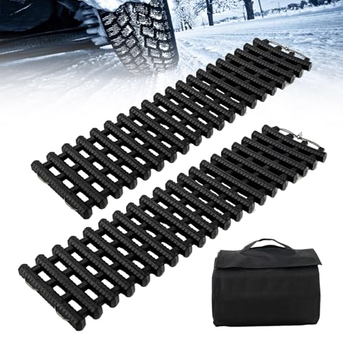 COSTWAY 2 Stücke Anfahrhilfe Auto, Sandbleche Offroad, Traktionsmatte für Sand Schnee EIS Schlamm, Offroad Tracks Traction Mats, Traktionshilfe mit Tasche für Wohnmobil/PKW/LKW (82 x 21 x 2,8 cm)