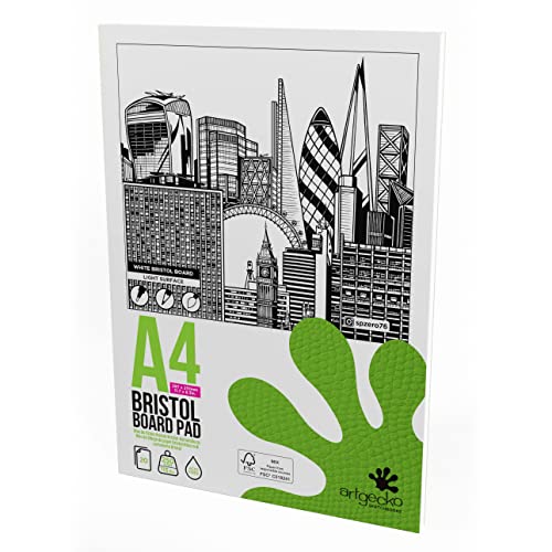 Artgecko Pro White Bristol Kartonblock, A4, Hochformat, 20 Blatt, 250 g/m²
