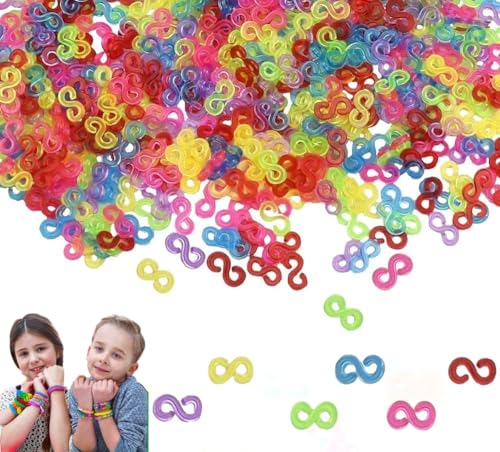 WANTOUTH 500 Stück Loom Bänder Verschlüsse Loom Verschlüsse Clips Loom Bänder Verbinder Plastik Bunt Anschluss S-Clips für Anschluss von Loom Band Armbänder Schmuck Zubehör