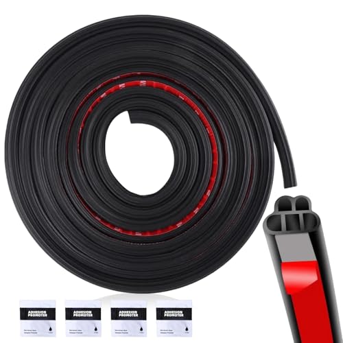 16M Auto Türdichtung, 5 Löcher Doppelschicht Auto Gummidichtung Selbstklebend, 12 x 10mm Gummi Türdichtung Auto mit 4 Haftvermittler, Autotürdichtung Kantenschutz für Autotür Pkw-Motorhaube