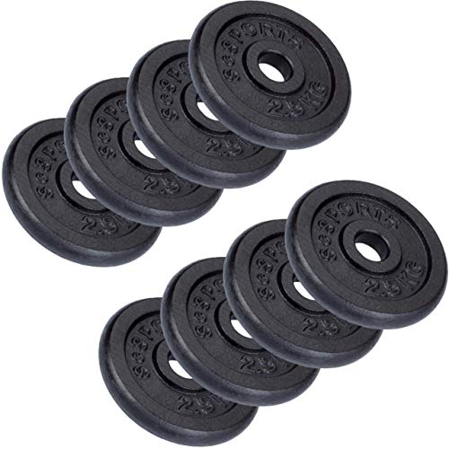 ScSPORTS® Hantelscheiben - Set, 2/4/5/10/15/20 kg, Ø 30/31 mm, Gusseisen - Gewichtsscheiben, Hantelscheiben-Set, Hantelgewichte, Fitness Scheiben, Gussscheiben, Gewichte (20 KG (8 x 2.5 kg))