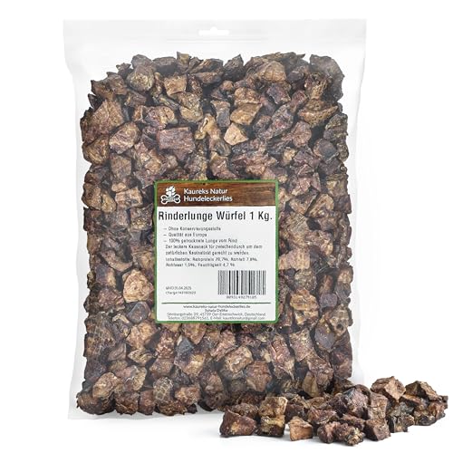 Kaureks Natur Hundeleckerlies, Rinderlunge 1kg, Rinderlunge Würfel, Kausnack, Hundefutter, Kauartikel