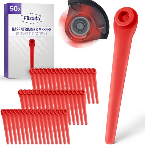 Filzada ® 50x Rasentrimmer Messer geeignet für Gardena Kantenscheider & geeignet für Gardena Trimmer - Rasentrimmer Ersatzmesser - Messer für Rasentrimmer - Passend für Gardena Rasentrimmer Messer