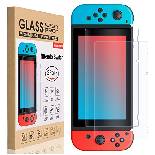 XINRUISEN 2Stück Displayschutzfolie Gehärtetem Glas für Nintendo Switch 2017/2019, Panzerglas Schutzfolie für Nintendo Switch Displayschutz Panzerfolie Anti-Bläschen, 9H Härte, Glas Screen Protector