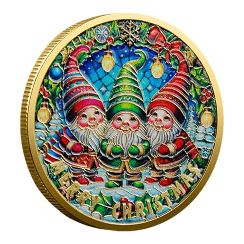 yupeuooe Weihnachtsmünze,GNOME-Challenge-Münze,Zwerge Neujahrs-Souvenirmünze | 4 cm/1,57 Zoll dekorative Metall-Gedenkmünze, farbenfrohe Herausforderungsmünze zum Thema Feiertage für die