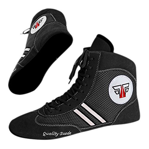 FOX-FIGHT Sambo Schuhe Kampfsportschuhe hochwertige Qualität Ringer Wrestling Kampfsport Mattenschuhe Leder mit Wildleder Sohle (schwarz, 43)