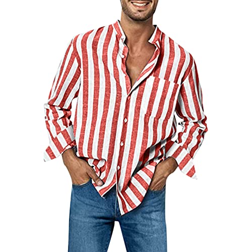 Rumity Baumwolle Leinenhemd Herren Hemd Langarm Stehkragen Sommerhemd Strandhemd Elegant Shirts Hemd Herren Weiß Leinenhemd Herren Langarm Sommer Herrenhemden Langarm Schwarz Kariert mit Kapuze