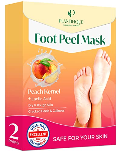 Plantifique Fußmaske - Hornhaut Socken - Fussmaske Pfirsich 2 Paar Hornhautentferner Socken - Extreme hornhaut entfernen fuß Foot Peel Mask Fußpeeling - Anti Hornhaut Socken - Hornhaut Foot Mask