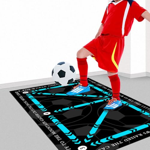 Fussball Matte, Fußball Schritt Trainingsmatte, Rutschfeste Fussballmatte Training, Kinder Fussballmatte Training Ballkontrolle, Silent Trainingsmatte Geschenke Für Fußballliebhaber (Blau)