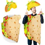 HICARER Halloween Taco Kostüm Set Erwachsene Taco Halloween Kostüm Burrito Essen Outfit Deluxe Set Lustiges Essen Cosplay Kostüm für Halloween Dress Up Party (Hat Style)