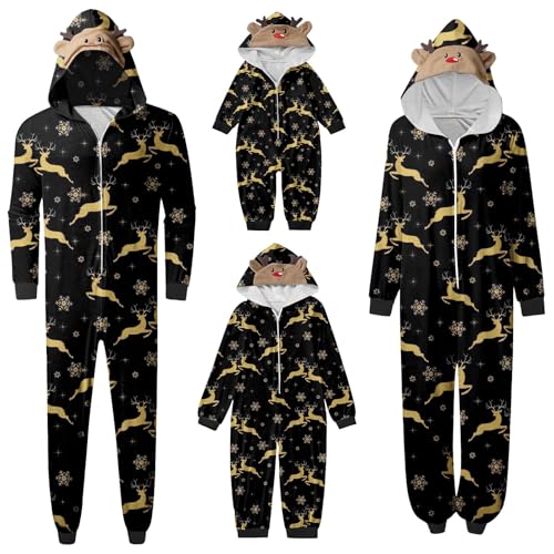 Weihnachts Herren Langarm Männer Strampler Pyjama Bodysuit Strampler Panda-Druck(Black,6 Months)