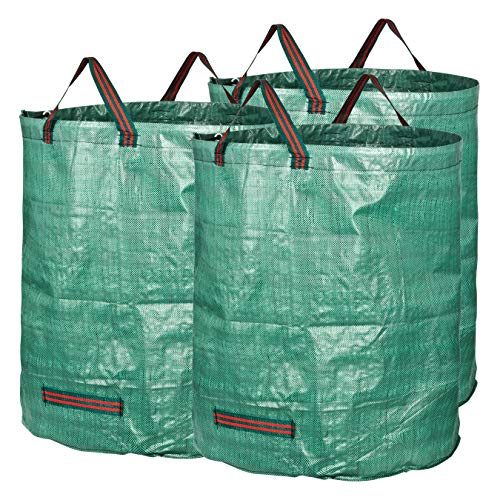 GardenMate 3X 272l Gartensack Laubsack Gartenabfallsack stabil - Gartensäcke für Gartenabfälle - Laubsäcke Rasenschnitt - Grünschnittsäcke faltbar, groß, robust aus Polypropylen-Gewebe 150GSM