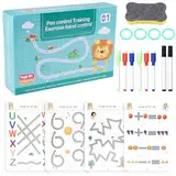 64 Seite Magische Übungshefte,Wiederverwendbar Vorschule Handschrift Nachziehen Heft,mit 8 Stift,Whiteboard Schwamm,Vorschulkinder geeignet,Scribble-Smart Workbook für Buchstaben, Schreiben Lernen