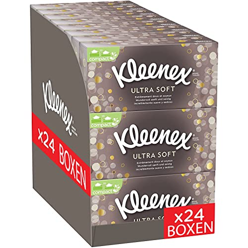 Kleenex Ultra Soft Kosmetiktücher-Boxen, Für den täglichen Gebrauch, 3-lagig, 24 Boxen á 64 Tücher