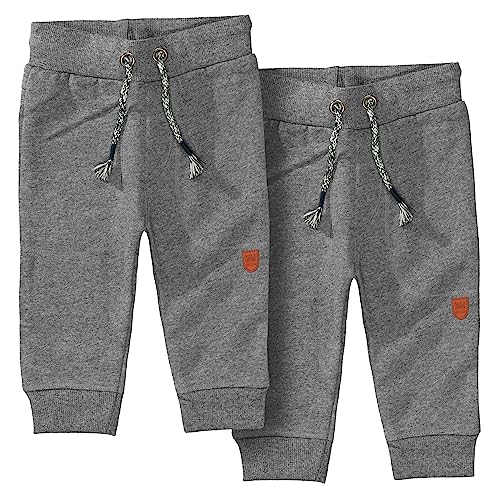 Staccato Unisex Baby Jogginghose | Kordelzug | elastische Rippbündchen Größe 68-86 für Jungen und Mädchen (86, Doppelpack Grey/Grey)