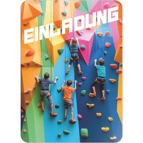 PACKLIST® Klettern Einladungskarten Kindergeburtstag Junge Mädchen, 12x Einladung Klettern für Kletterhalle – für deine actionreiche KLETTER-PARTY! Mit diesen Einladungen wird jede Feier ein Erfolg!