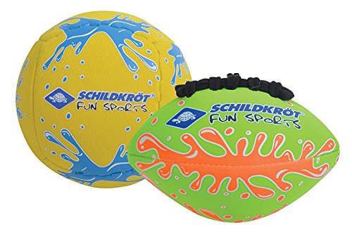 Schildkröt® Mini-Ball-Duo Pack, Set bestehend aus 1 Volley und 1 American Football, Ø 9 cm, griffig und salzwasserfest, ideal für Strand und Wasser, 970282