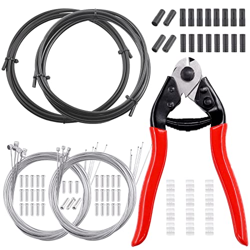 Swpeet 83Pcs Stainless Steel Edelstahl Fahrrad Kabelschneider und Bremskabel Gehäuse Schaltkabel Gehäuse mit Endkappen, Fahrrad Bremskabel Schaltkabel und O-Ringe Sortiment Kit