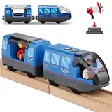 Zuoan Holzeisenbahn Zug Elektrische Hohe Geschwindigkeit Spielzeug Zug Kinder Lokomotive Kompatibel mit Holzschienen Kinder Spielzeuglok - Spielzeugauto für Kleinkinder