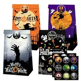 Wzxhew #2024 Halloween Kreative Süßigkeiten Snack Verpackung Tasche Party Versiegelung Aufkleber Papiertüte Dekoration (Schwarz, Einheitsgröße)